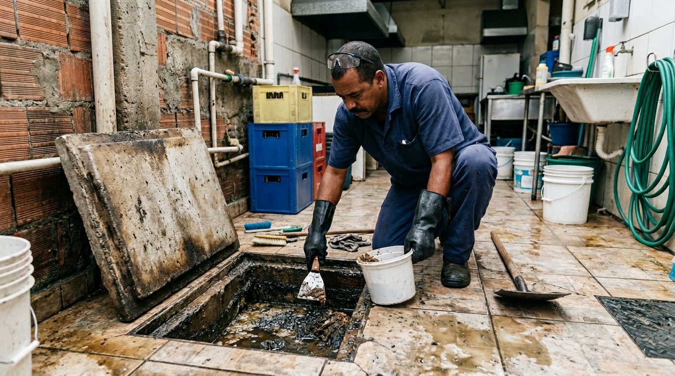 Limpeza de caixa de gordura residencial em Osasco‑SP